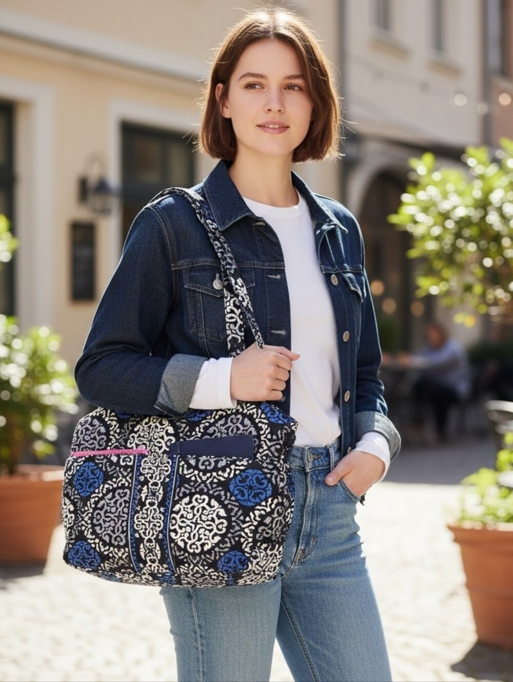 Vera Bradley Canterbury Cobalt Large Organizational Tote EUC Laptop Travel Bag - Picture 10 of 10